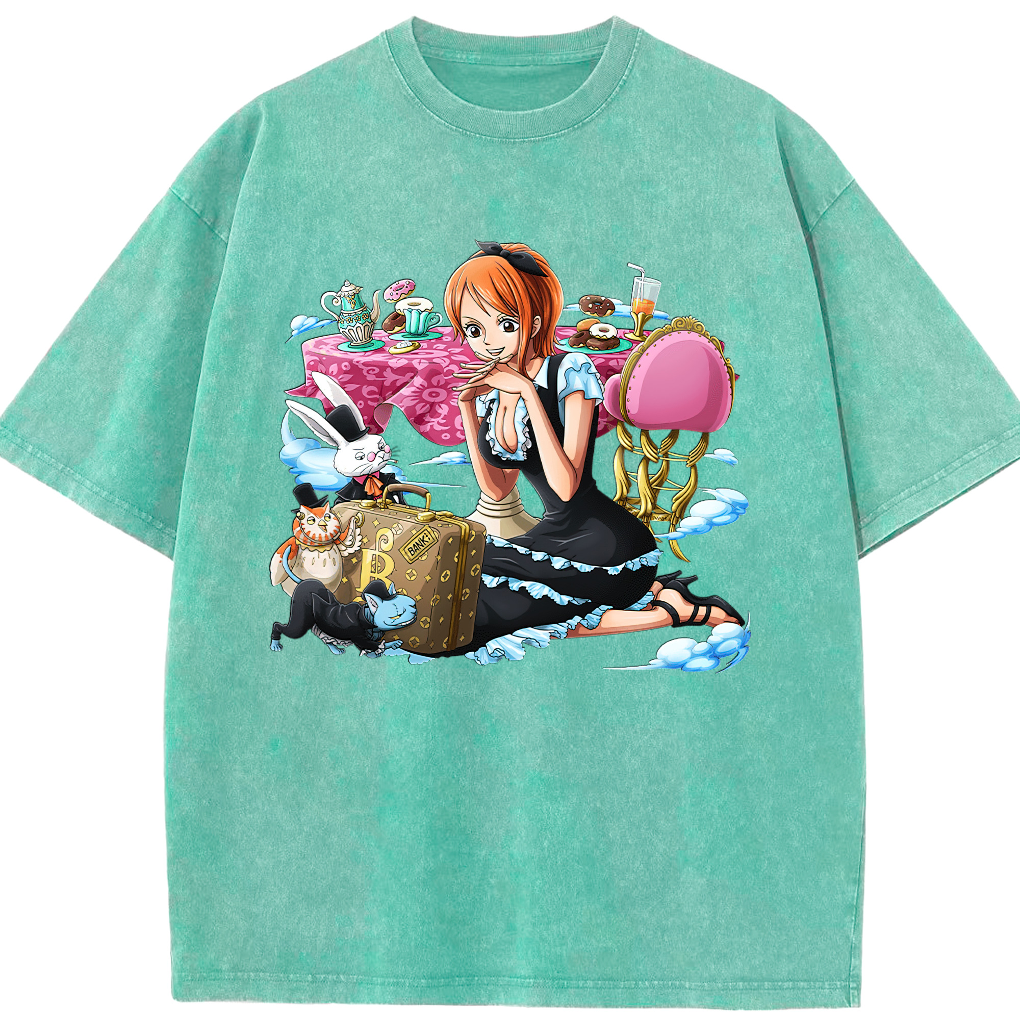 ワンピース ナミ ONE PIECE Nami 綿100% ヴィンテージ風 半袖Tシャツ（フロントプリント）